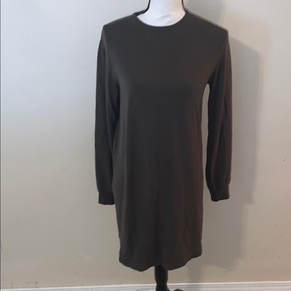 Lou & Grey Brown Long Sleeve Dress Stretchy Casual